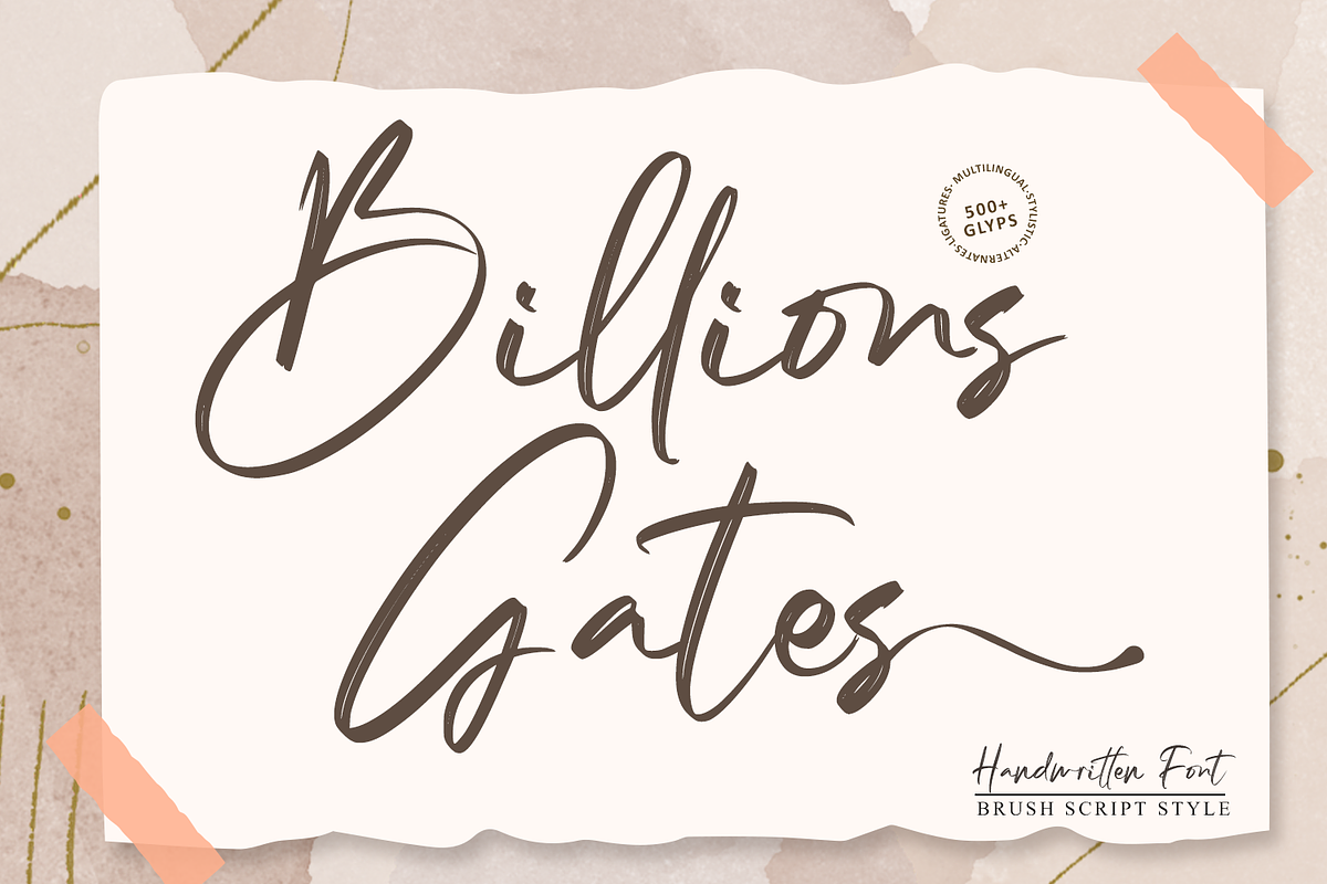 Billions Gates // Brush Font, a Script Font by GDcreative (Photo 1 of 12)