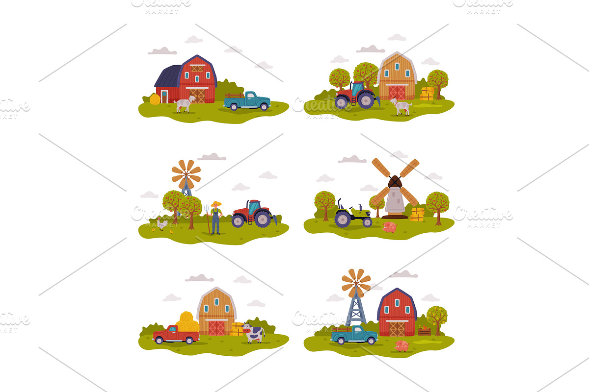 Farming and Agriculture Scene with, an Illustration by TopVectors