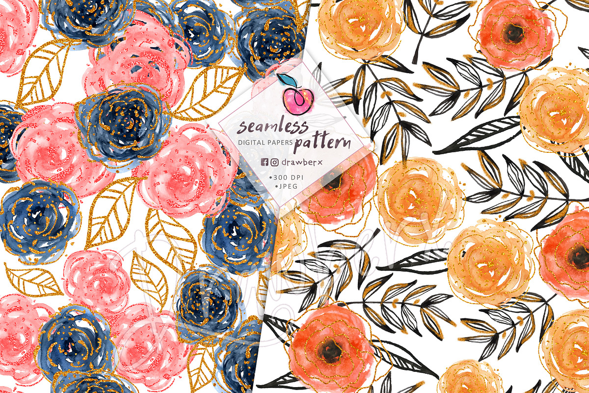 boho flowers, 8 Seamless Pattern 020, a Pattern Graphic by Drawberx (Photo 5 of 10)