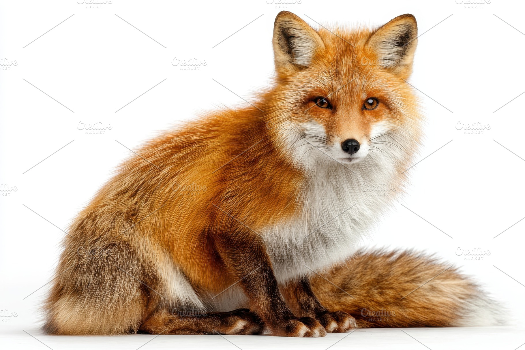 Red Fox Sitting White Background Wil, an Animal Photo by Pixeness Studio