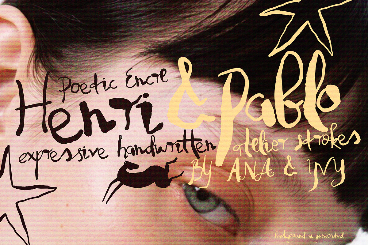 HENRI & PABLO paintbrush font, a Handwritten Font by ana & yvy (Photo 1 of 15)