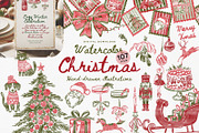 Watercolor Vintage Christmas, a Graphic by ollalya (Thumbnail 1 of 10)