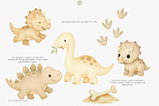 baby dino watercolor clipart set, an Animal Illustration by Pink Studio Art (Thumbnail 5 of 8)