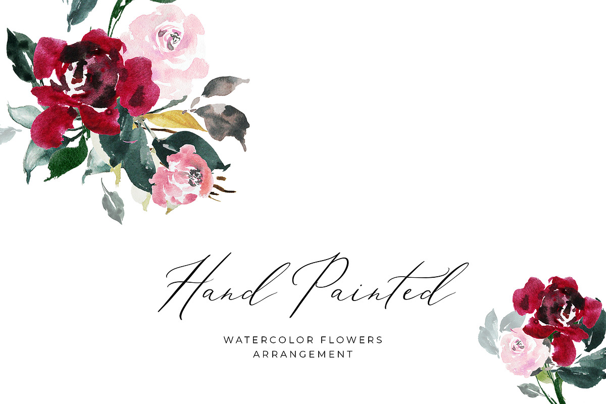 Watercolor Flowers Floral Clipart, an Illustration by WalaPalette (Photo 1 of 5)