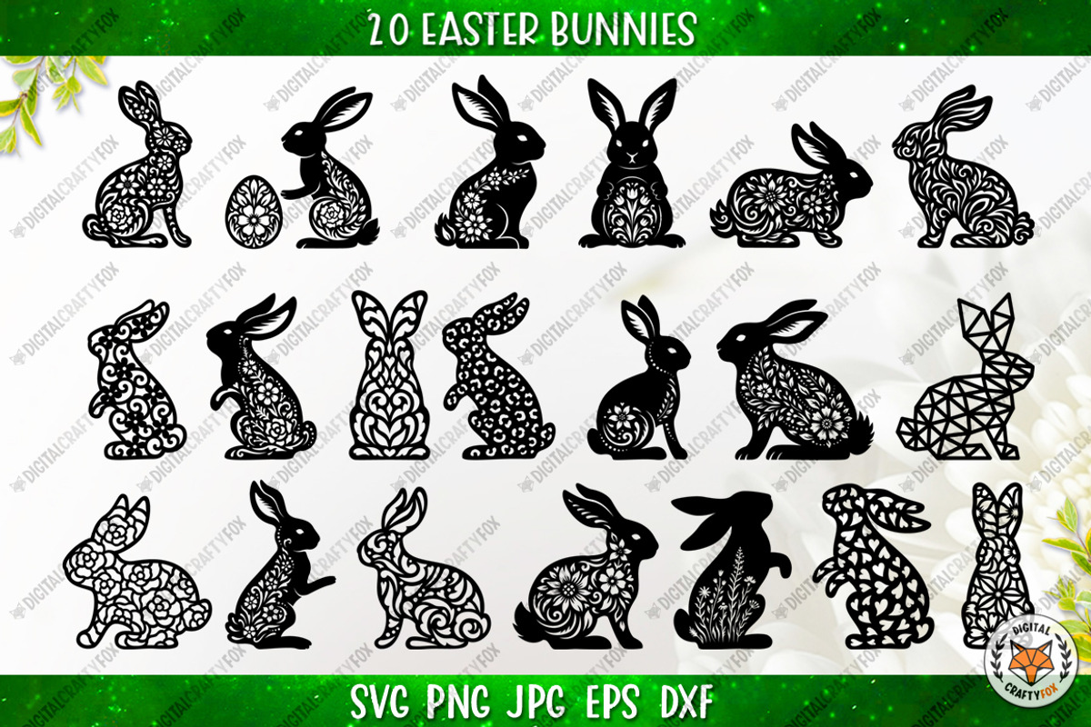 Easter Bunny Collection,Floral Bunny, an Animal Illustration by Digital_Craftyfox (Photo 1 of 20)