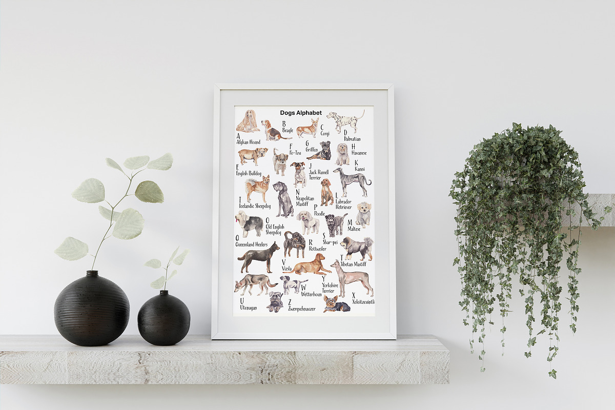 Dogs Alphabet, clipart & patterns, an Animal Illustration by Visual Animal (Photo 8 of 8)