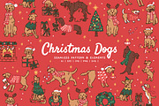 Christmas Dogs, an Animal Illustration by monkik (Thumbnail 1 of 7)