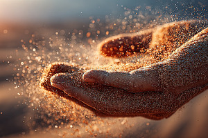 Hands Holding Flowing Sand, a Background Photo by Ales Munt