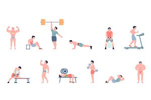 Bodybuilder characters. Bodybuilders, a Sport Illustration by LadadikArt