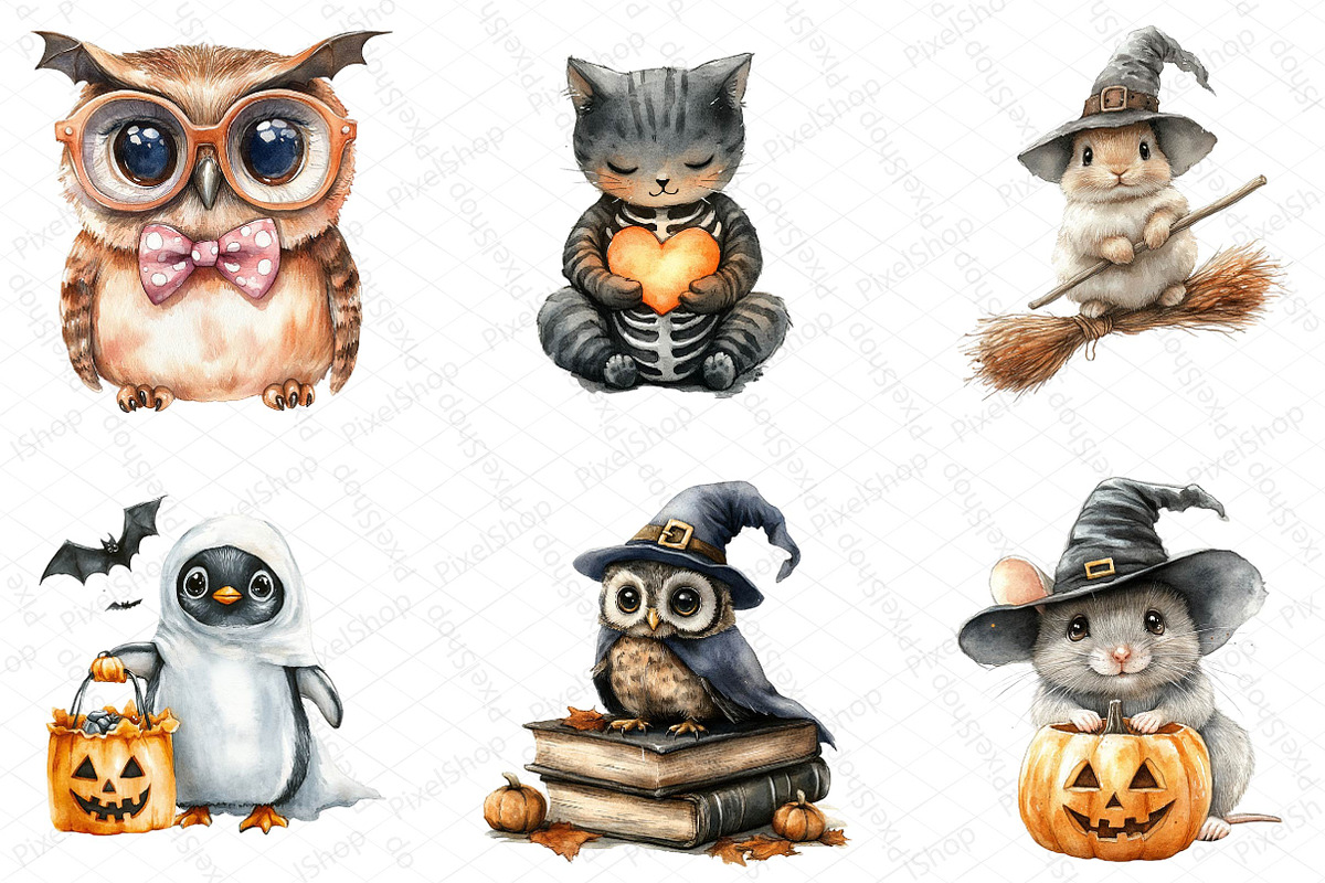 Cute Halloween Animals Clipart, an Illustration by DreamPrint404 (Photo 5 of 5)