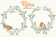 watercolor robin bird clipart, an Illustration by Art & Things (Thumbnail 7 of 10)