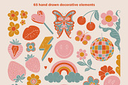 Stay Groovy Retro Clipart &Lettering, an Object Graphic by ElenKoss (Thumbnail 2 of 10)