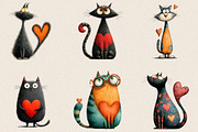 Funny Cat Big Heart Clipart Bundle., an Illustration by SVGArt (Thumbnail 8 of 8)