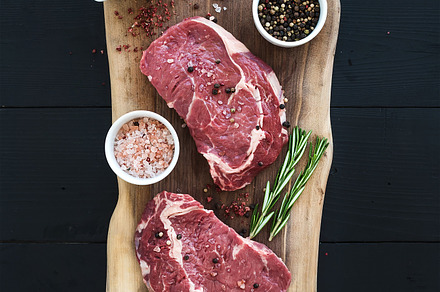 Raw fresh meat ribeye steak containing meat, ribeye, and raw, a Food & Drink Photo by Foxys