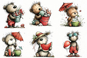 Whimsical summer teddy bear Clipart, an Illustration by Designworld (Thumbnail 2 of 6)