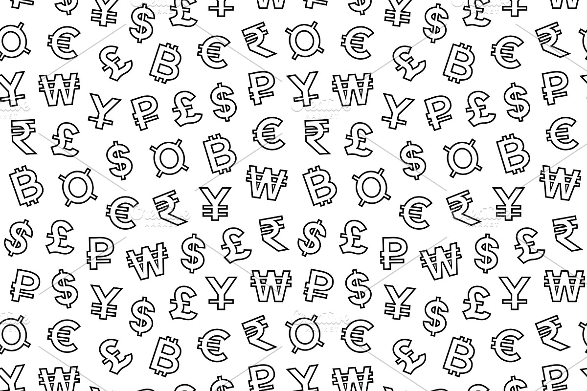 2 Seamless Patterns with Currencies, a Pattern Graphic by Absent A (Photo 1 of 2)