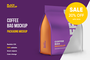 Coffee bag mockup. Paper