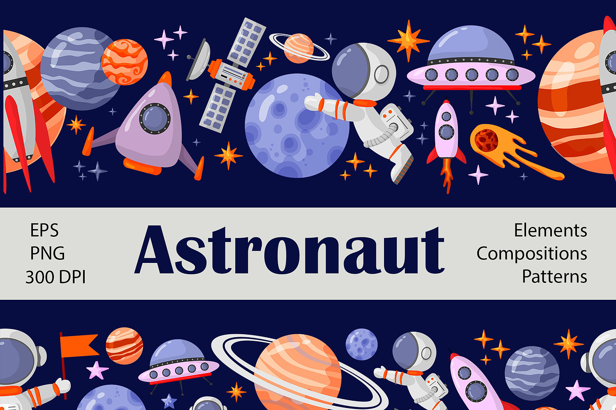 Astronaut Kids Clipart, a Decorative Illustration by Nebbia (Photo 1 of 7)