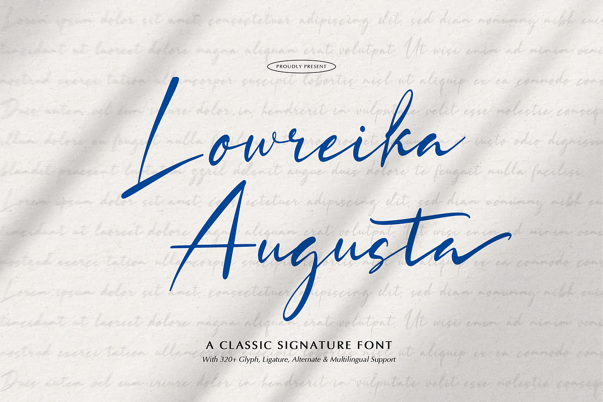 Lowreika Augusta | Classic Signature, a Script Font by gracetype_studio (Photo 1 of 12)