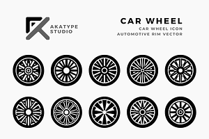 Car Wheel Icon Vector, an Icon by Akatype Studio