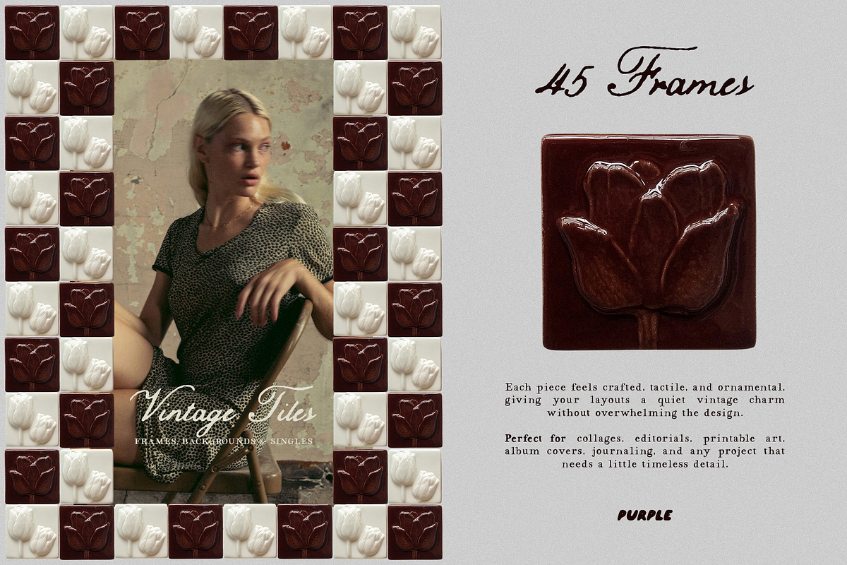 Vintage Tiles: Frames, Backgrounds, an Object Graphic by Purple (Photo 3 of 12)