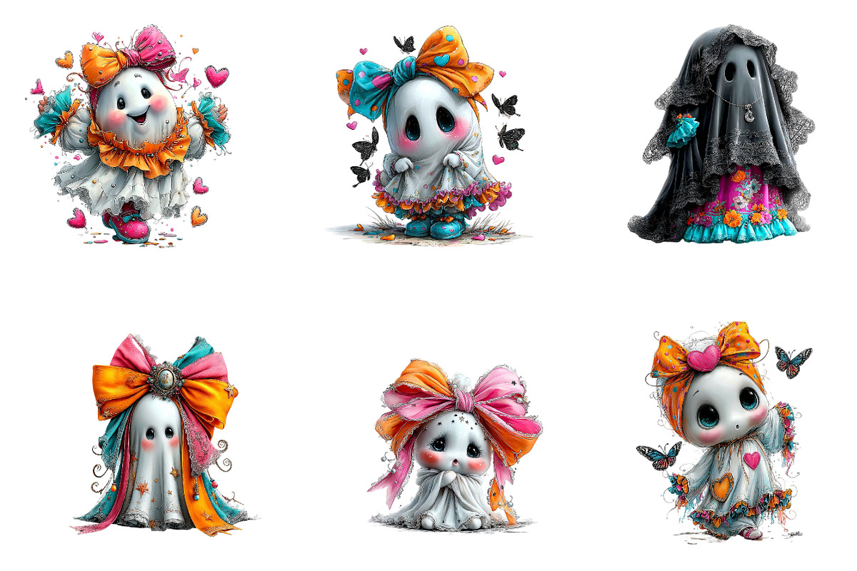 Coquette Bow Ghosts Halloween, a Seasonal Illustration by CreationArt (Photo 5 of 5)