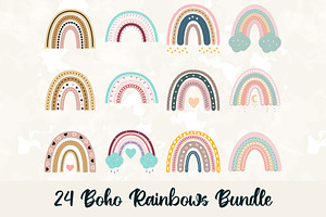 24 Boho Rainbows Bundle SVG PNG PDF