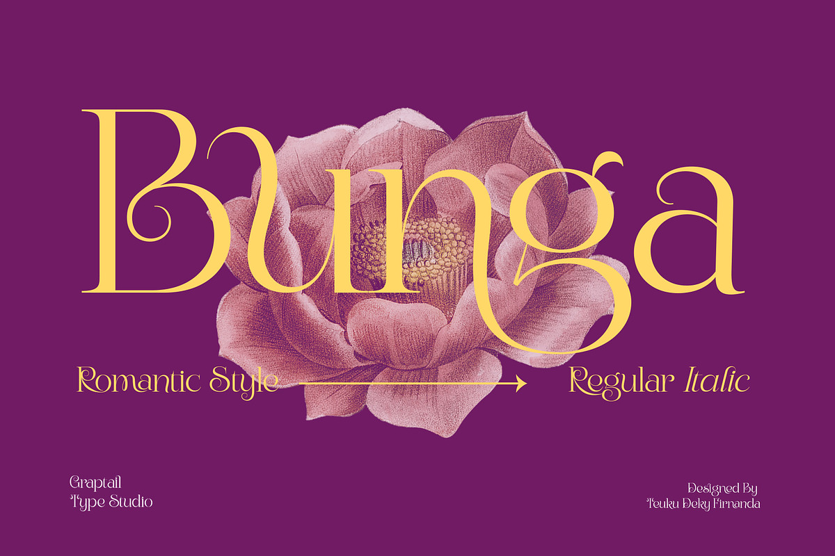 Bunga Pro | Romantic Font, a Script Font by Graptail (Photo 1 of 14)