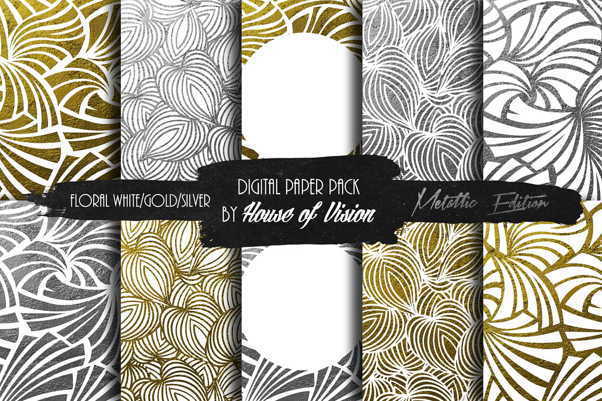 Floral Wht Silver/Gold Pack