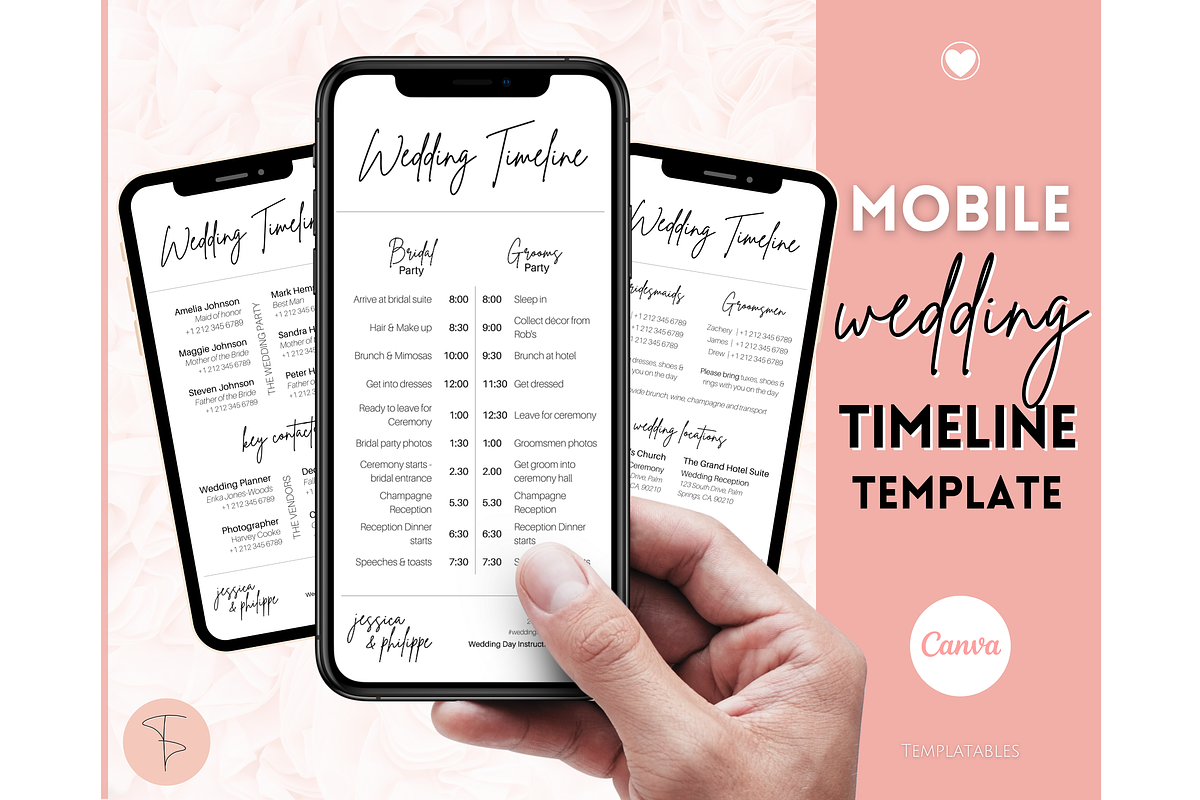 Mobile Wedding Timeline Template, a Stationery Template by Templatables (Photo 1 of 9)