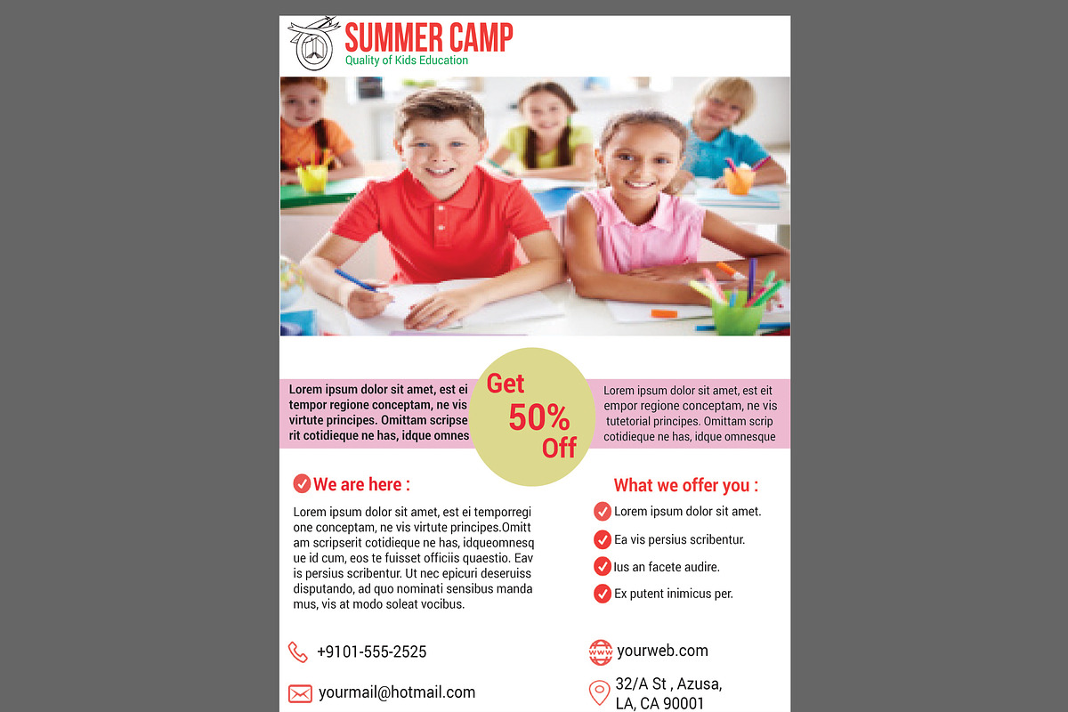 Summer Camp School Admission Flyer, a Flyer Template by PenciGraphics (Photo 2 of 2)