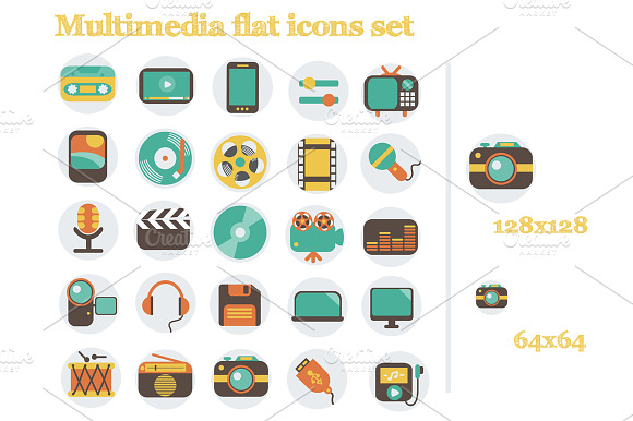 Multimedia Flat Icons Set