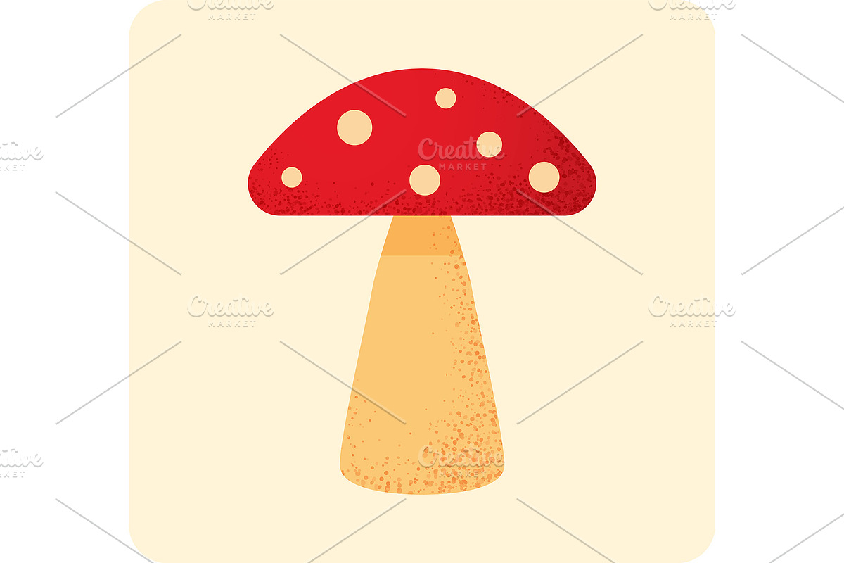 Red fly agaric mushroom., an Illustration by Booblgum