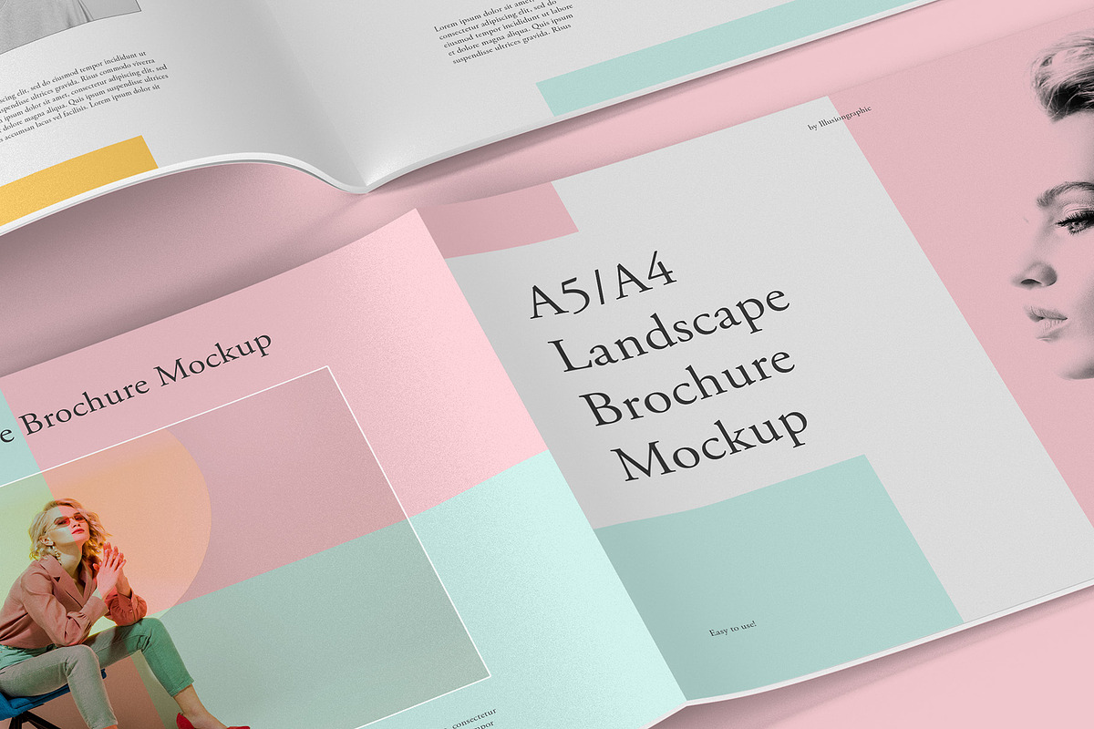 5 A4 Landscape Brochure Mockup, a Books & Magazine Mockup by Illusiongraphic (Photo 22 of 25)