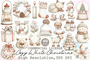 Cozy White Christmas Clipart Set, an Illustration by Sublimation Artist
