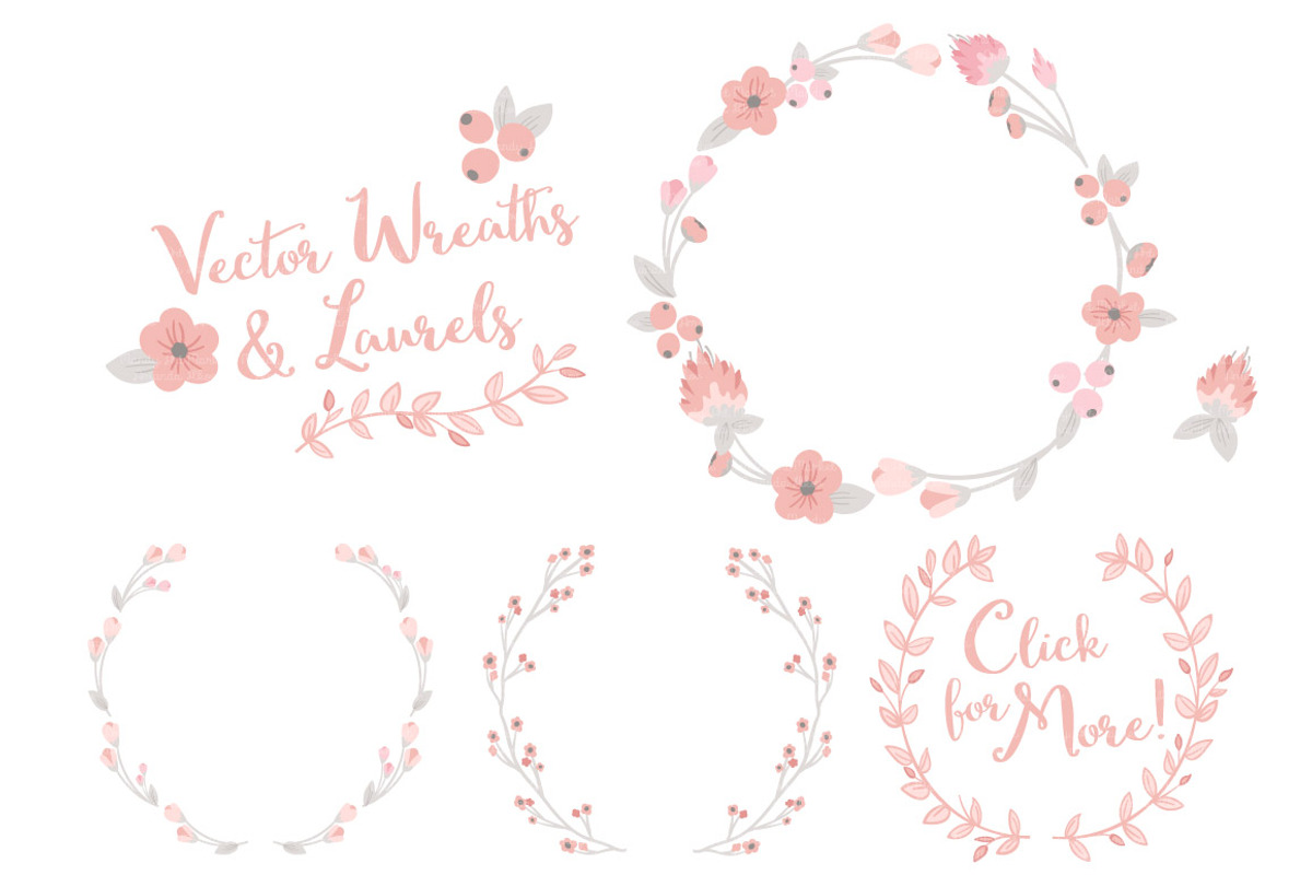 Soft Pink and Grey Flower Wreaths, an Illustration by Amanda Ilkov (Photo 3 of 3)