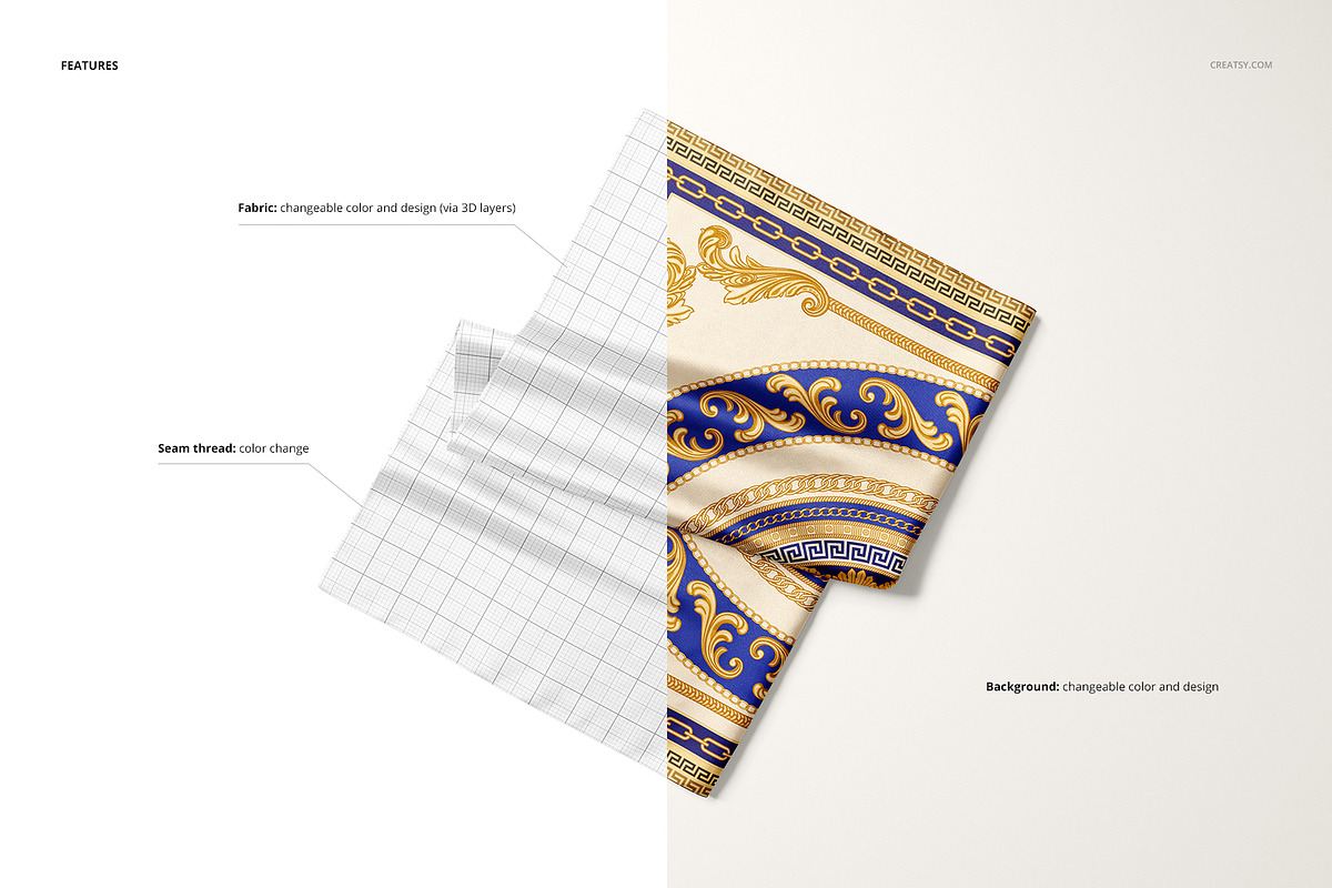 Satin Scarf Mockup Set, a Product Mockup by Creatsy (Photo 3 of 11)