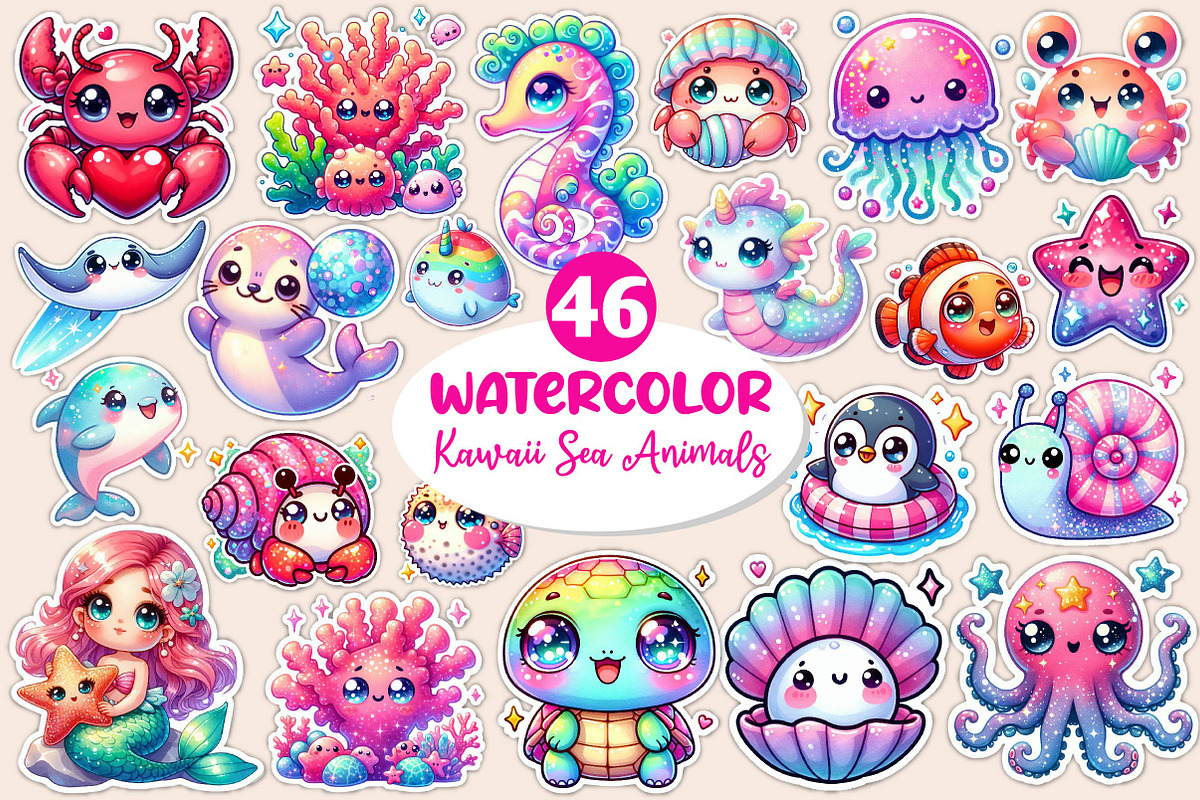 Kawaii Sea Animals Clipart, Stickers, an Icon by Dream Creation (Photo 1 of 5)