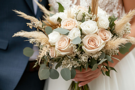 Romantic bouquet with blush roses, a Photo by Pavel_design