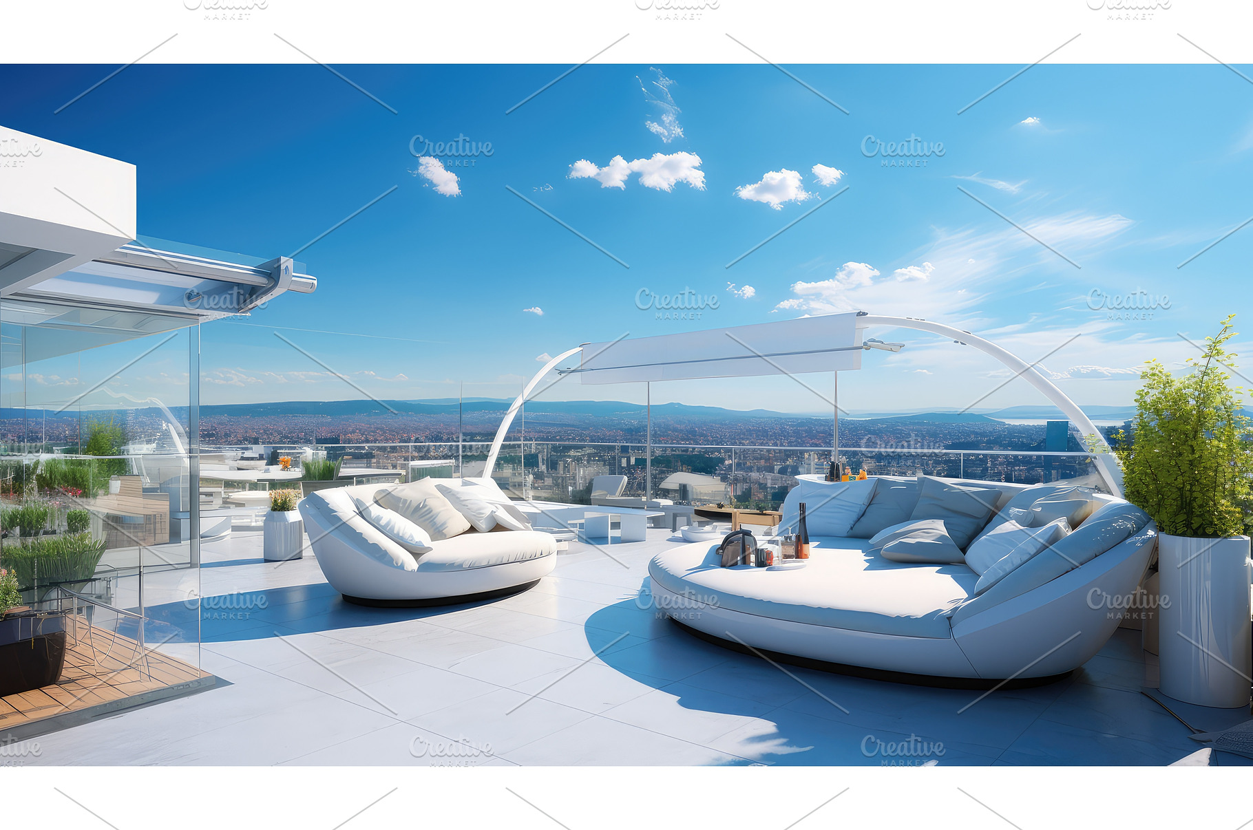 blue sunny roof ai generated, a Nature Photo by pikepicture