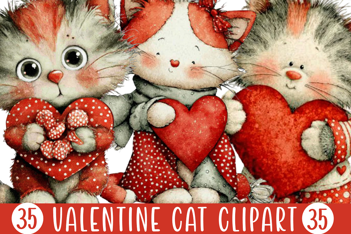 Valentine Cat Clipart, an Illustration by Designking (Photo 1 of 5)
