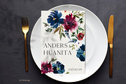 Bordo & Navy Watercolor Flowers PNG, a Decorative Illustration by whiteheartdesign (Thumbnail 8 of 9)