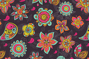 Vector doodle flowers patterns., a Pattern Graphic by Little A (Aigul) (Thumbnail 2 of 5)