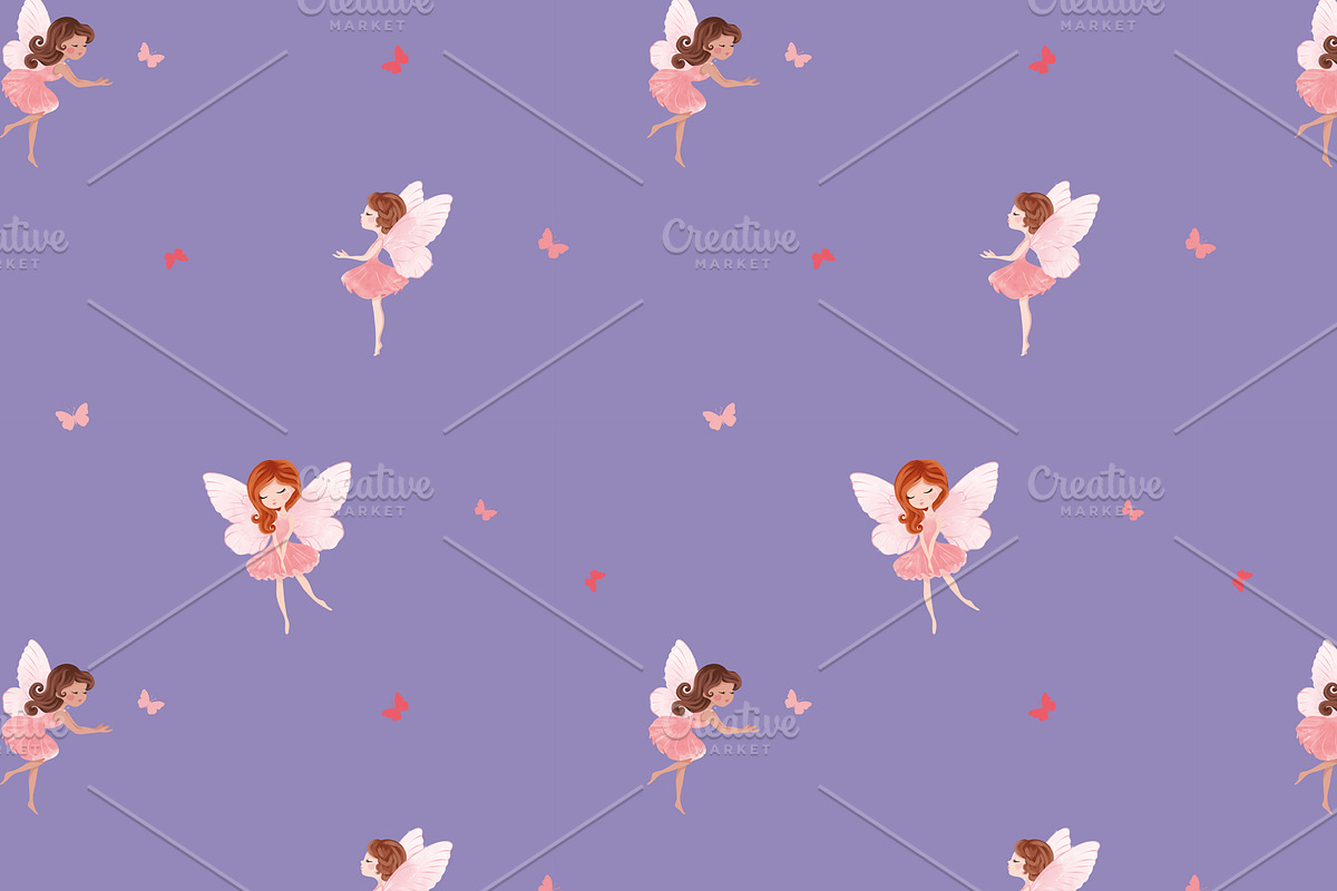 Cute ballerina girl vector. Pattern, a Decorative Illustration by StudioLondon (Photo 2 of 2)