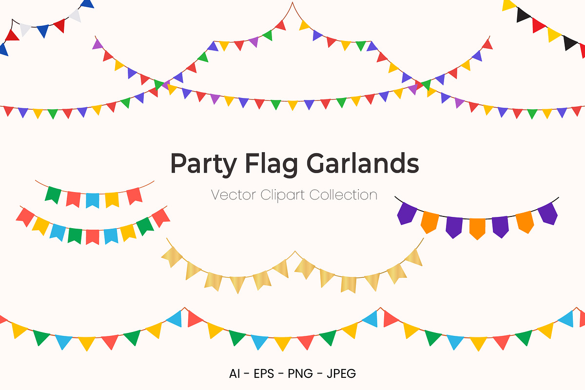 Bunting flags vector collection, an Object Graphic by ElenaPlatovaArt (Photo 1 of 10)