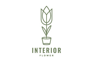 Interior Corner Flowers Pot Logo