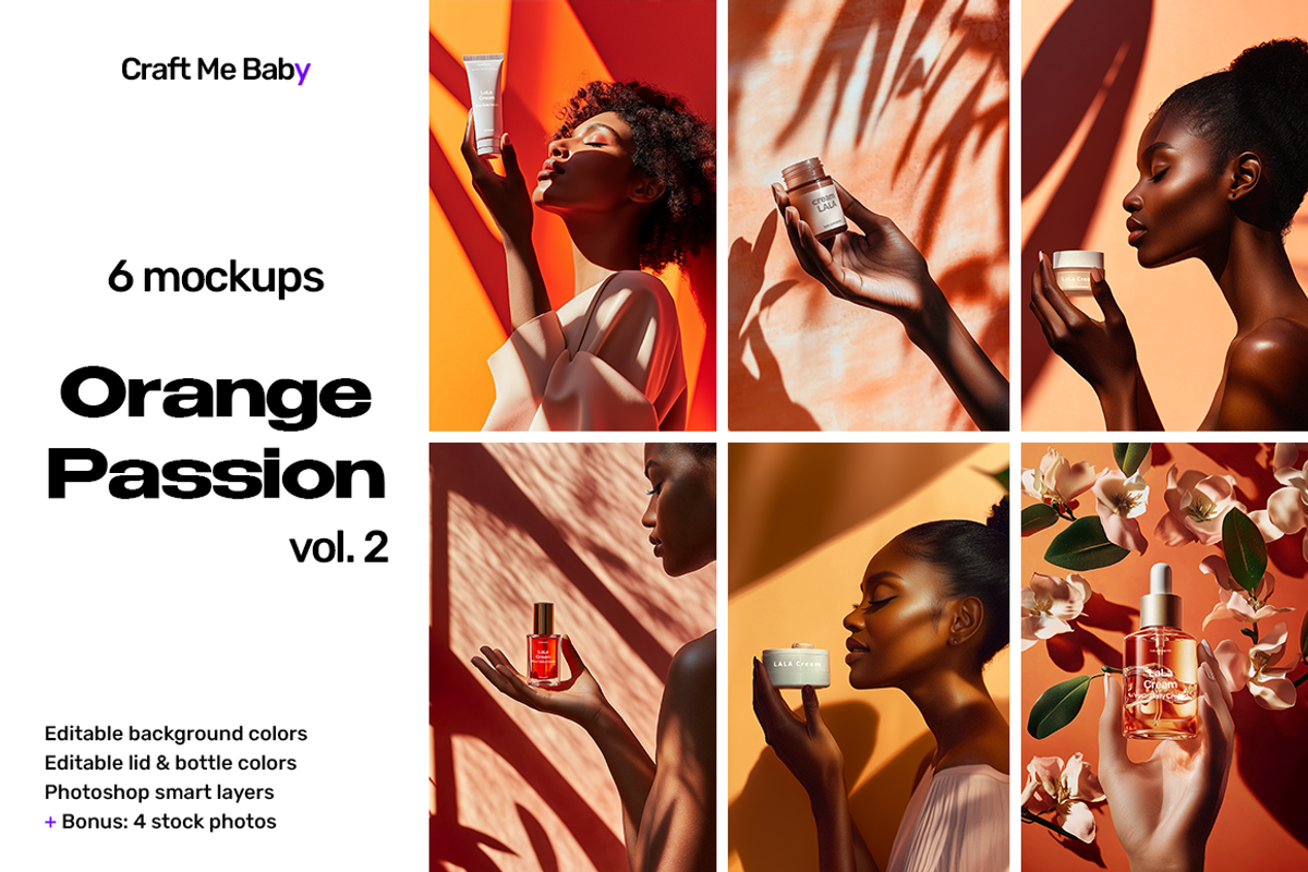 Cosmetics Mockup Orange Passion #2, a Packaging Mockup by Craft Me Baby (Photo 1 of 5)