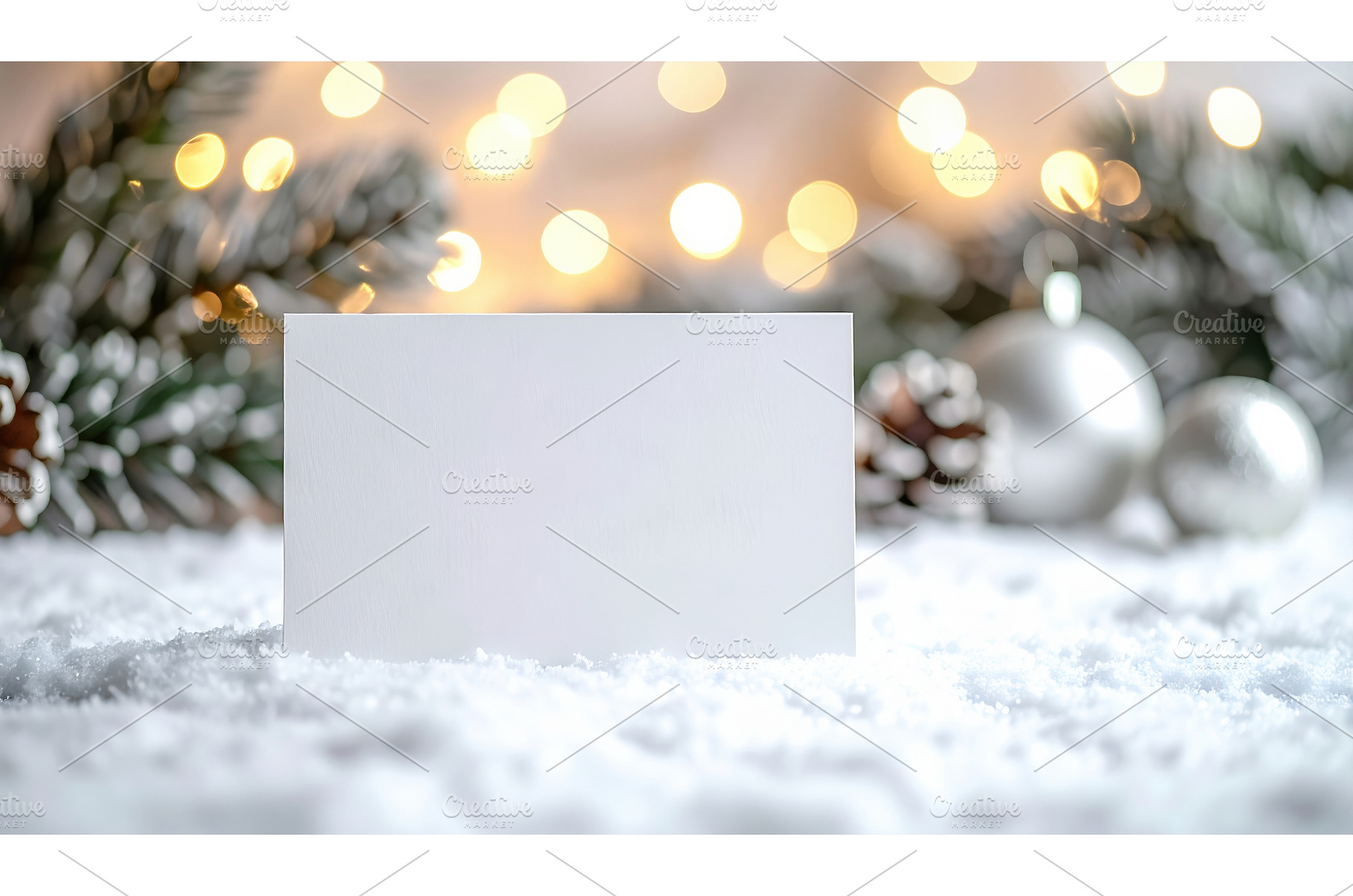 Blank white card on snowy surface, a Holiday Photo by Igor Tichonow