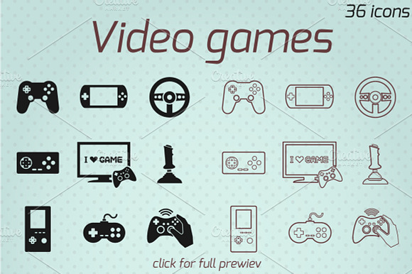 36 Video Games Vector Icons