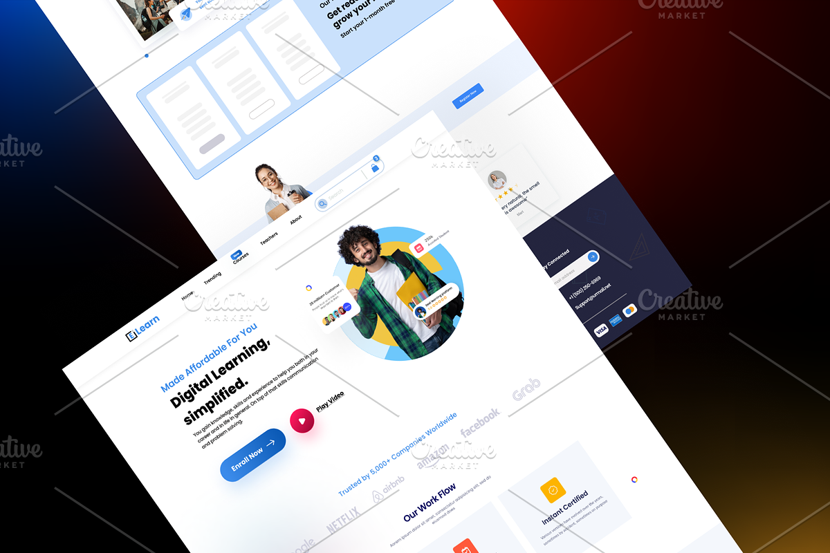 Elearning Landing Page UI Template, a Landing Page Template by DesignsLab (Photo 2 of 3)